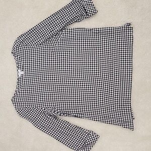 J. Jill black & white checkered plaid, quarter sleeve blouse